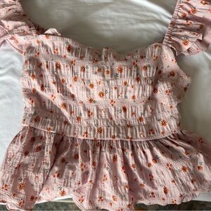 Floral Pink Ruffled Top